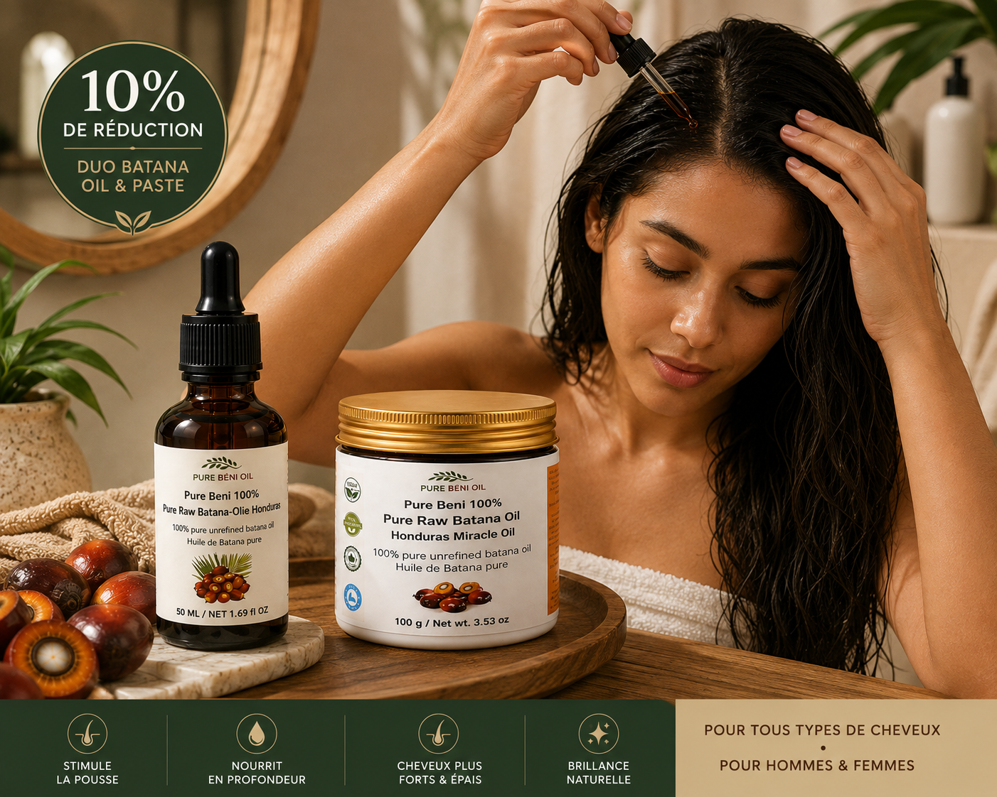 Batana Oil Duo — Liquid Serum + Raw Paste | Maximum Hair Growth Kit