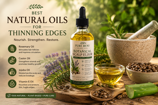 Botanical scalp elixir for a healthy scalp routine and natural hair care by Pure Beni Oil