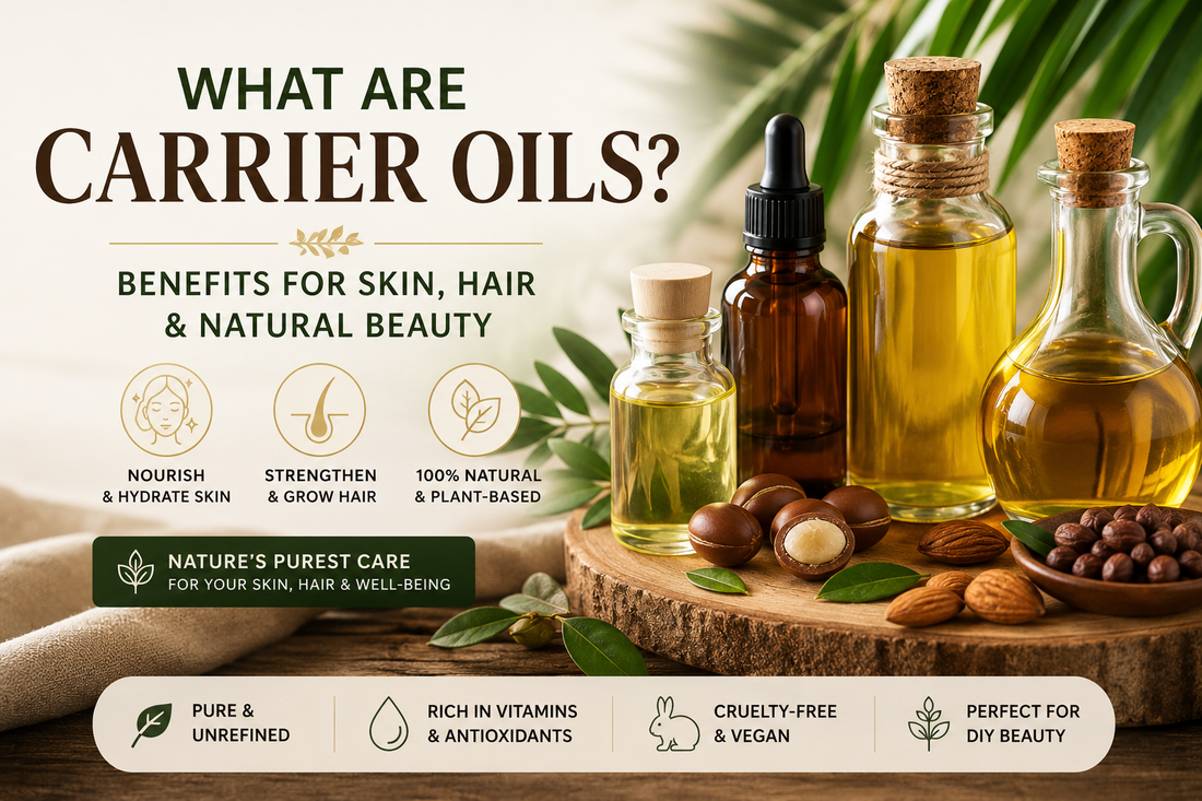 Collection of pure cold-pressed carrier oils — rosehip, jojoba, castor, argan and batana oil by PURE BENI OIL