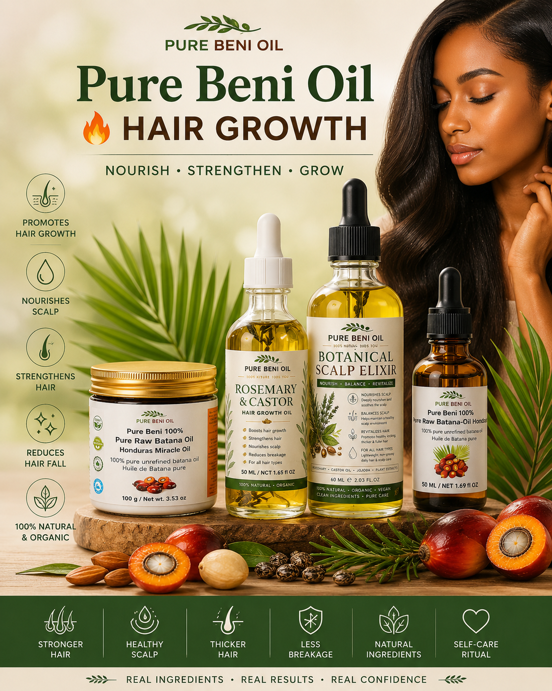 Best oils for edge growth — Beni Oil, Batana Oil, Castor Oil and Rosemary Oil for thinning edges and natural hairline regrowth