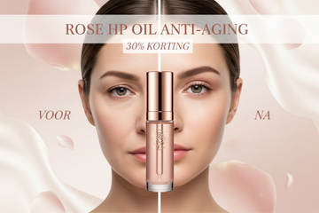Rose HP Oil Anti-Aging banner - 30% off - before and after results against wrinkles
