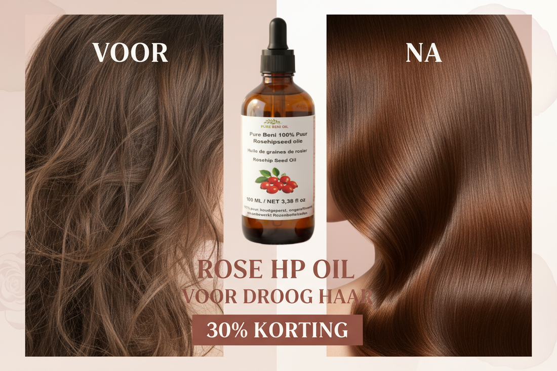 Rosehip oil for dry hair — before and after PURE BÉNI natural hair treatment