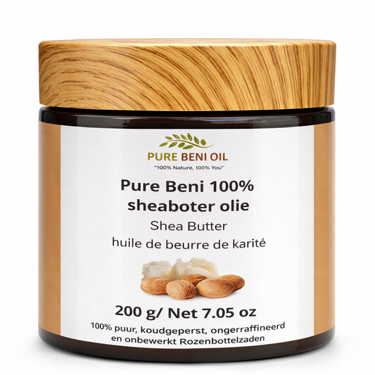 “Pure Beni 100% raw organic shea butter – luxury unrefined body butter for deep skin and hair nourishment – clean beauty ritual.”