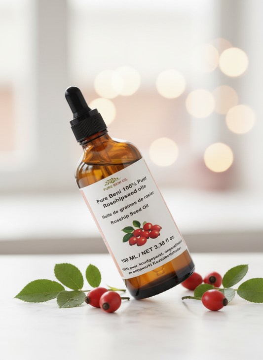 Pure Beni Rosehip Oil Pure 100% Organic Cold Pressed 100ML, Rosehip Oil Vegan Treatment for Skin, Face, Hair, Nails with Rich Vitamins.