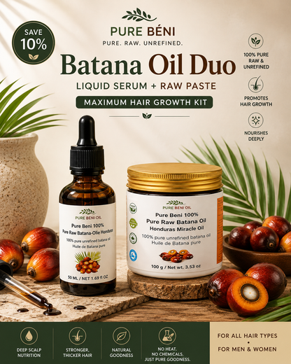 Batana Oil Duo — Liquid Serum + Raw Paste | Maximum Hair Growth Kit