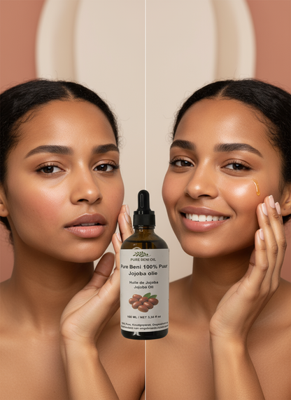 "Pure Beni Cold-Pressed Jojoba Oil for face, hair, and beard care"