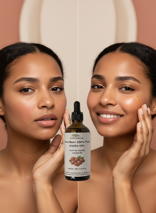 "Pure Beni Cold-Pressed Jojoba Oil for face, hair, and beard care"