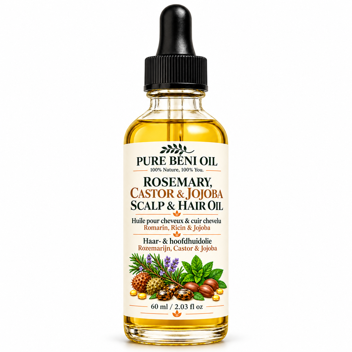 PURE BÉNI OIL Élixir botanique pour le cuir chevelu — Soin du cuir chevelu et des cheveux — 60 ml