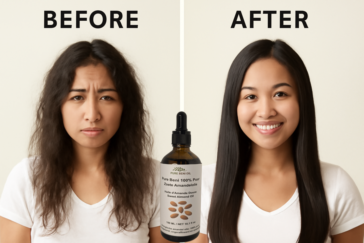 Pure Béni Cold-Pressed Sweet Almond Oil for hair