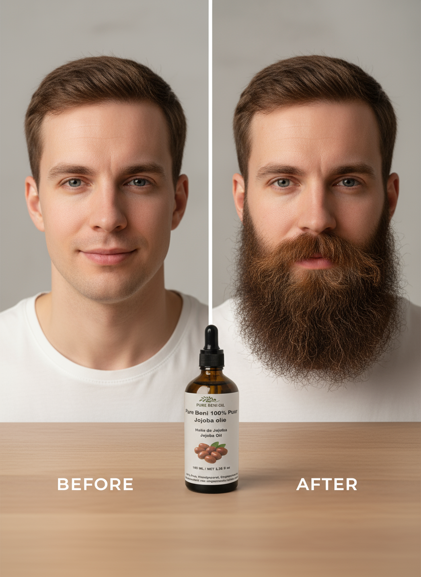 "Pure Beni Cold-Pressed Jojoba Oil for and beard care"