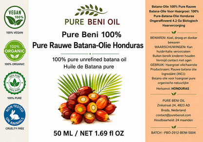 Pure Béni 100% Pure Rauwe Batana-Olie Honduras 50ml - Vegan Organic Cruelty Free Hair Growth Oil