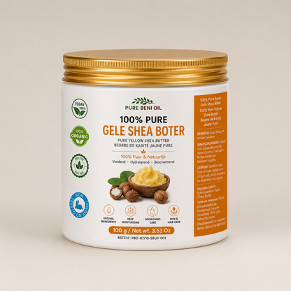 PURE BENI 100% pure gele shea boter pot vooraanzicht