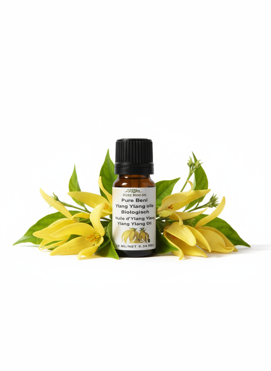 alt="PURE BENI bottle of Organic Ylang Ylang Complete Essential Oil for relaxation"
