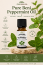 Pure Beni Peppermint Essential Oil bottle with fresh mint leaves for scalp care aromatherapy cooling wellness and natural hair care