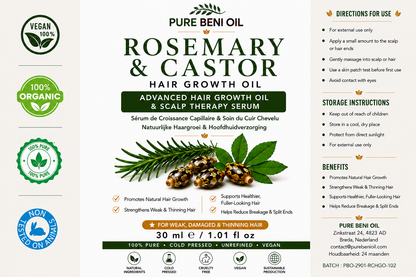 HUILE PURE BÉNI Romarin & Ricin pour la Croissance des Cheveux — 30ML