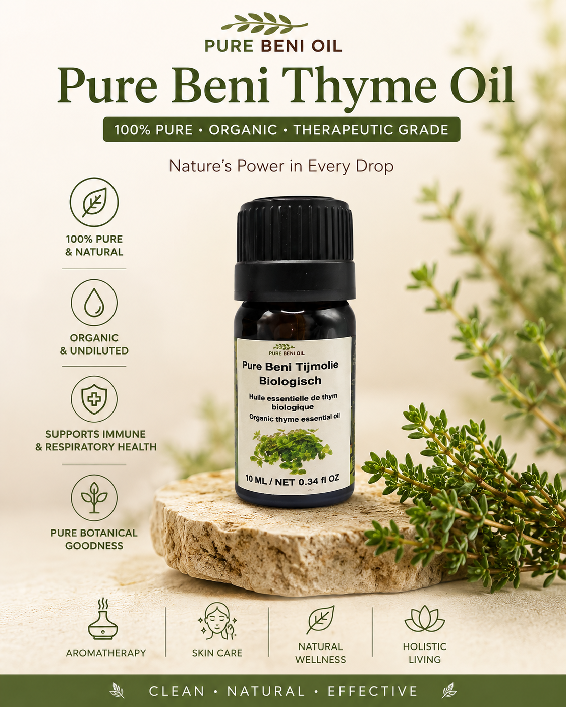 Huile Essentielle de Thym Bio – Purifiante & Soutien Immunitaire | Pure ...